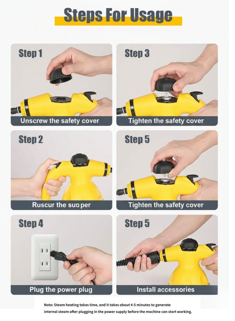 vexa pro Handheld Steam Cleaner – Multipurpose Portable Pressurized Steamer with 9-Piece Accessories, 1000W Power - Image 2